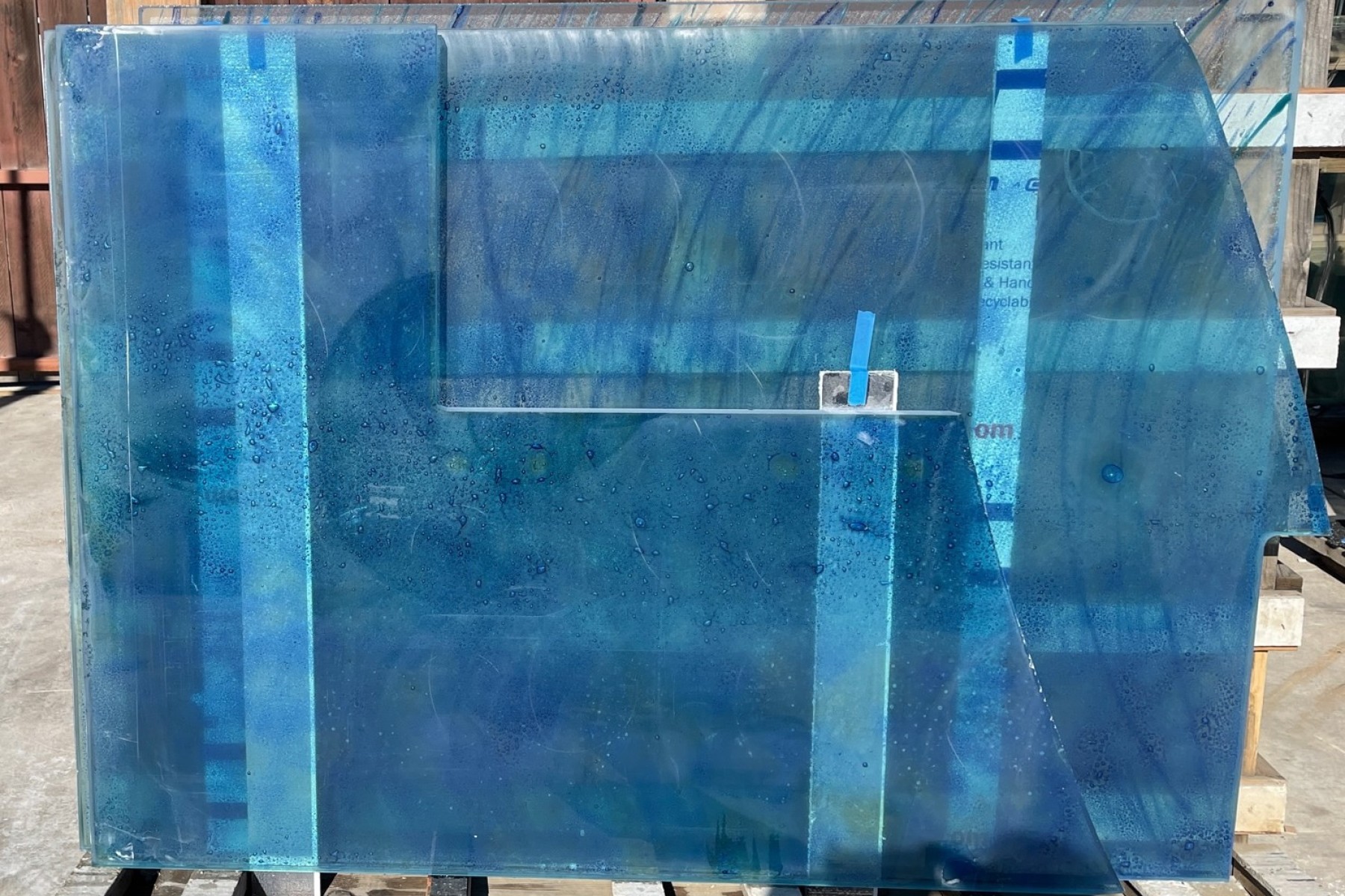 1.5” Thick Blue Colorfuse Glass Slab - Two Pieces