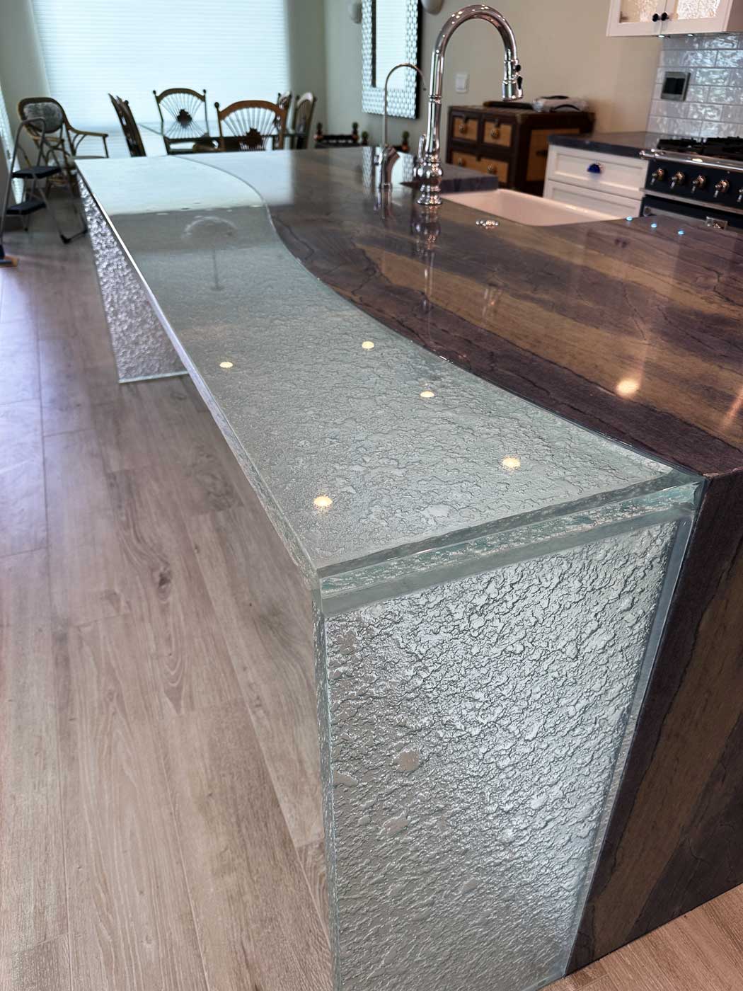 Arctic Glass Kitchen Island by Experience Glass