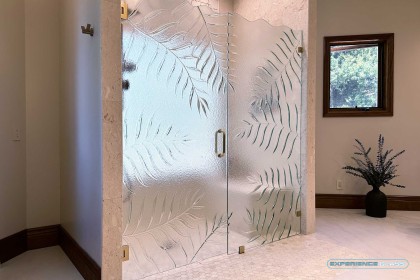 Cast Glass Palm Leaf Tropical Shower Enclosure | Experience Glass